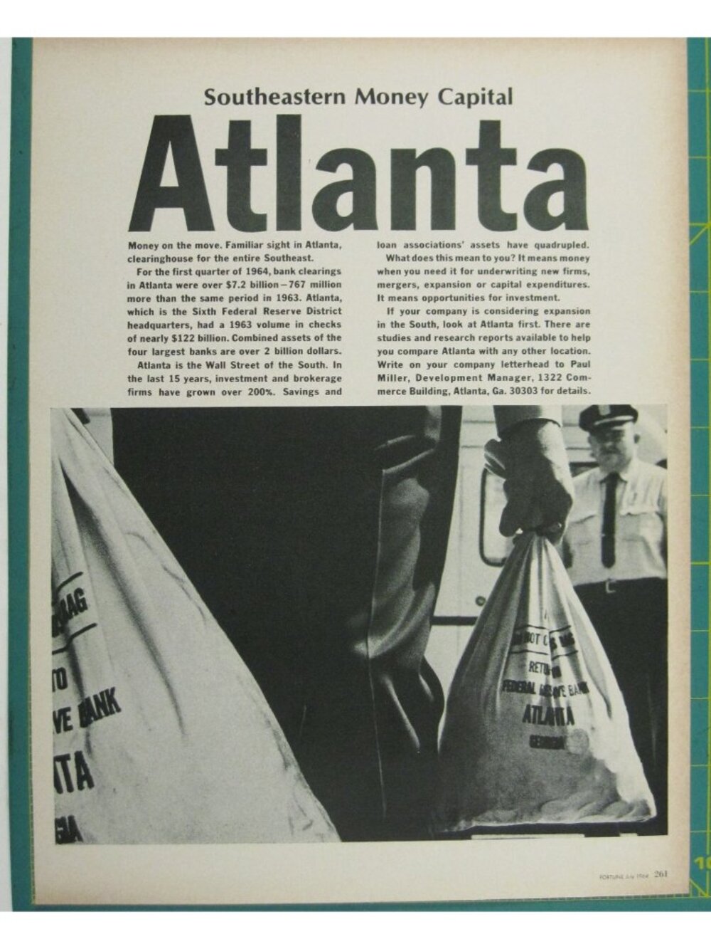 Print Ad Southeastern Money Capital Atlanta Business Investment Vintage 1964